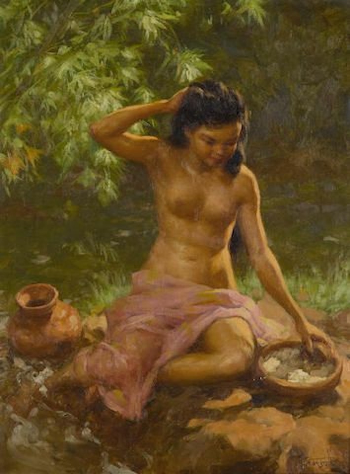Bather by a Stream by Fernando Amorsolo