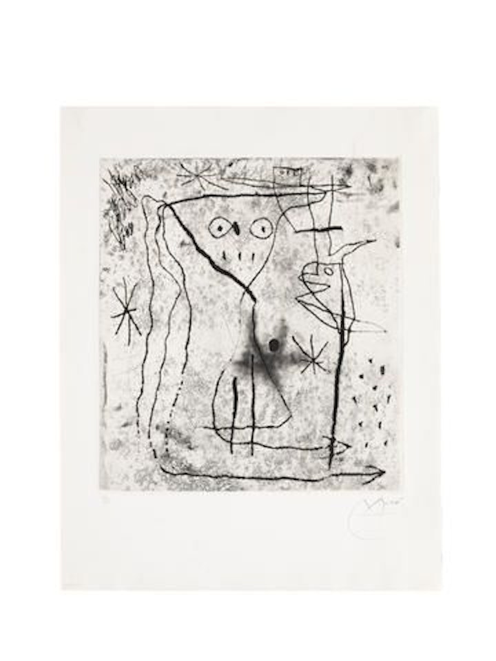 Jeune fille aux deux oiseaux, from Trente ans d'activite by Joan Miró