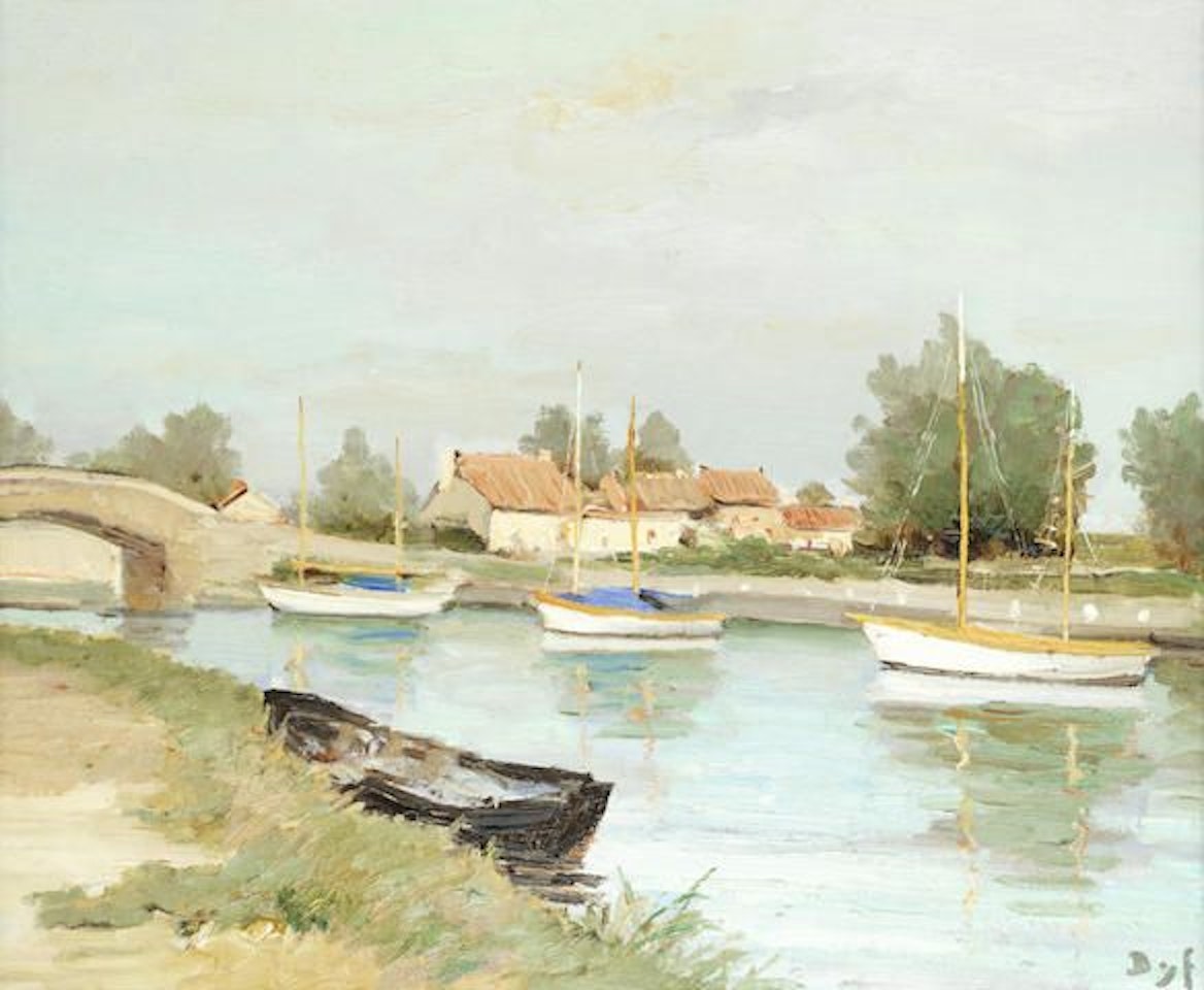 Pont sur le canal du Midi à Aygues Morte by Marcel Dyf