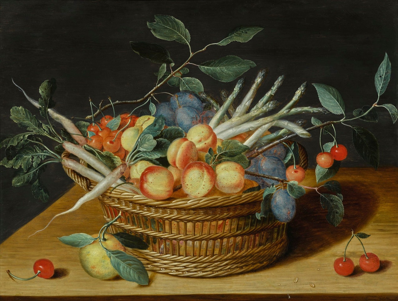 STILL LIFE WITH FRUITS AND VEGETABLES IN A BASKET by Isaak Soreau