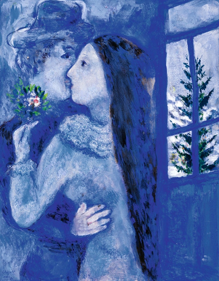 LE BAISER OR LES AMOUREUX EN BLEU by Marc Chagall