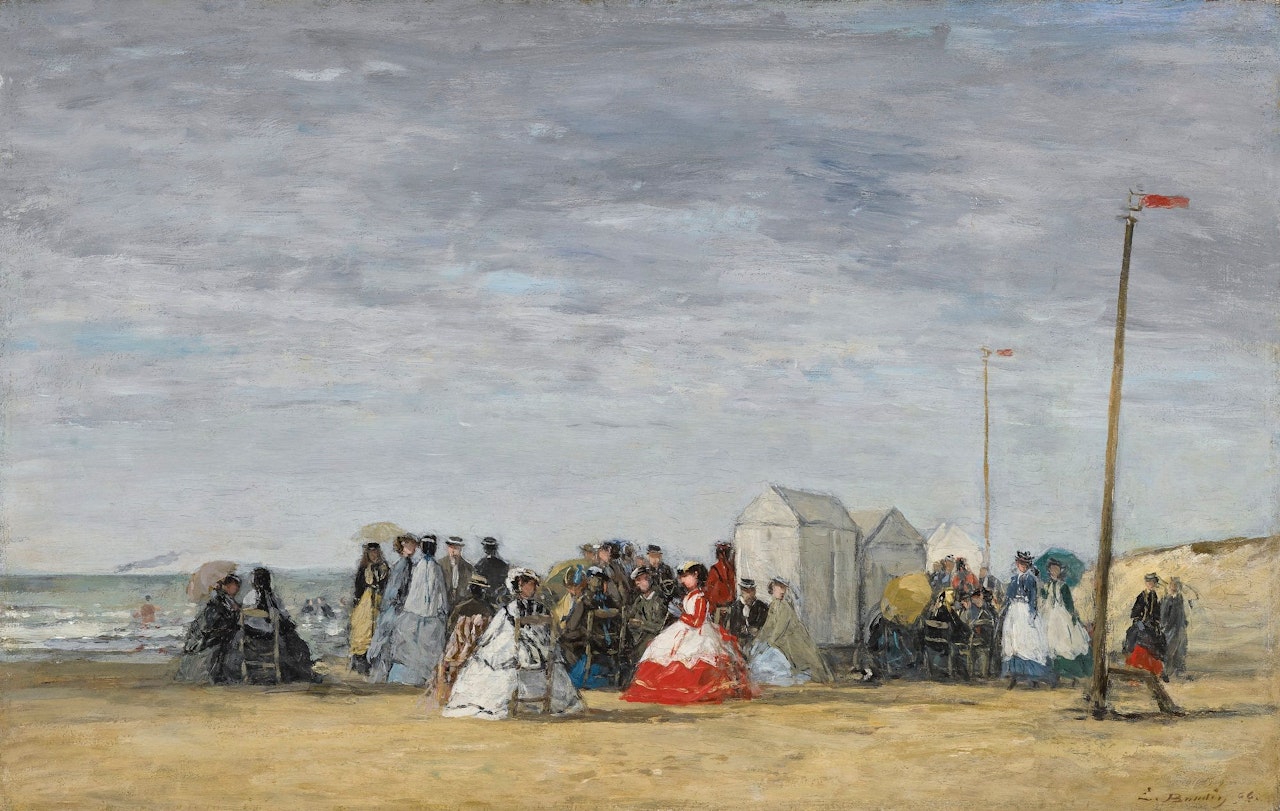 CRINOLINES SUR LA PLAGE by Eugène Boudin