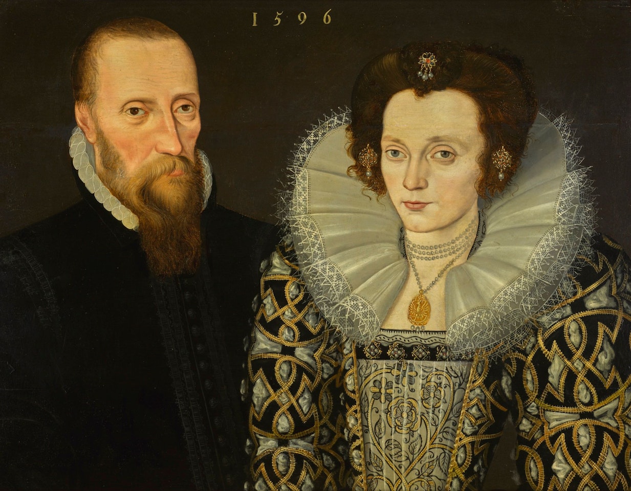 DOUBLE PORTRAIT OF A GENTLEMAN AND HIS WIFE, BOTH HALF-LENGTH by English School