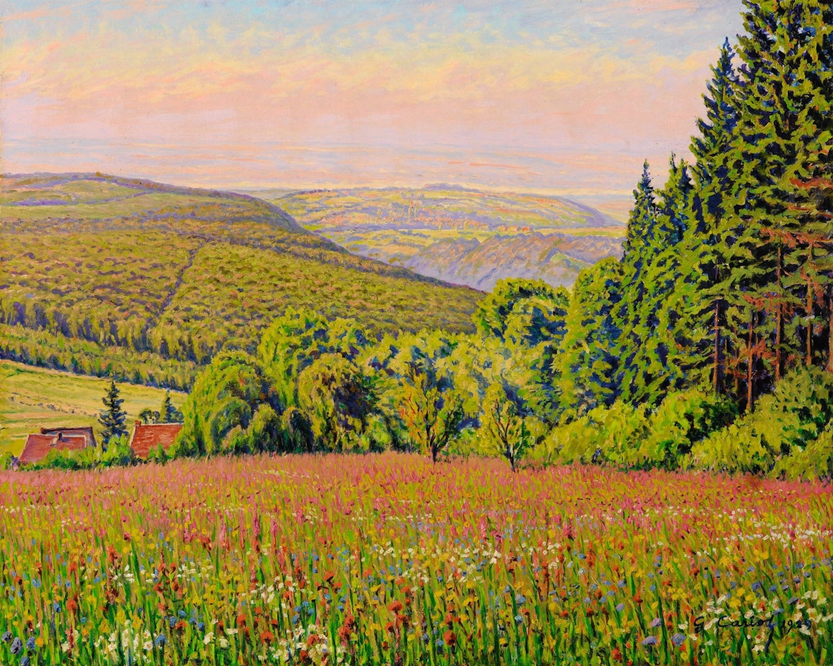 PAYSAGE DE RHÉNANIE AUX CHAMPS FLEURIS by Gustave Cariot