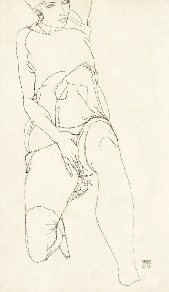 LIEGENDE (RECLINING WOMAN) by Egon Schiele