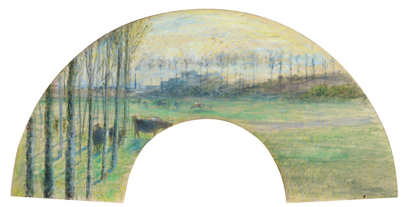 VACHES AU PRÉ, PONTOISE AU LOINTAIN by Camille Pissarro