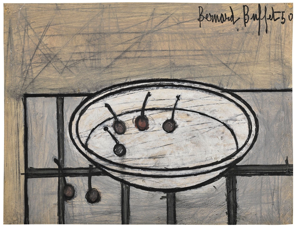 NATURE MORTE AUX CERISES by Bernard Buffet