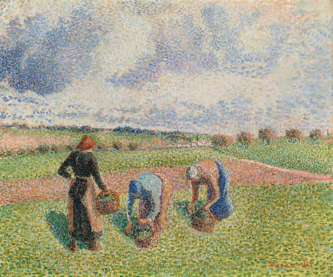 PAYSANNES RAMASSANT DES HERBES, ERAGNY by Camille Pissarro