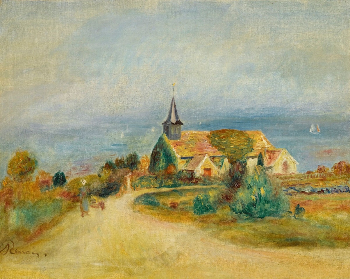 VILLAGE AU BORD DE LA MER - L'ÉGLISE À VARENGEVILLE by Pierre-Auguste Renoir
