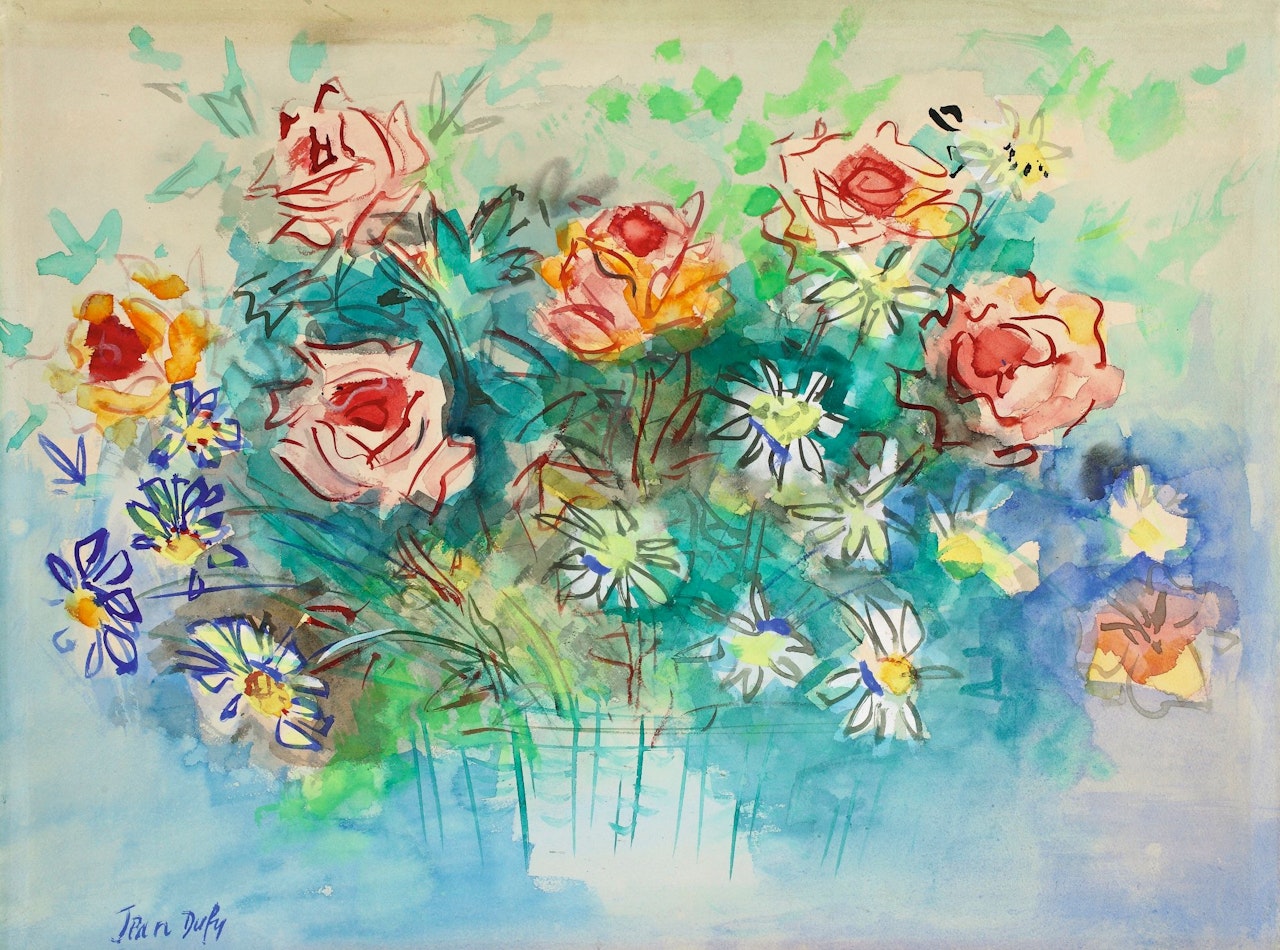 BOUQUET DE ROSES ET DE MARGUERITES by Jean Dufy