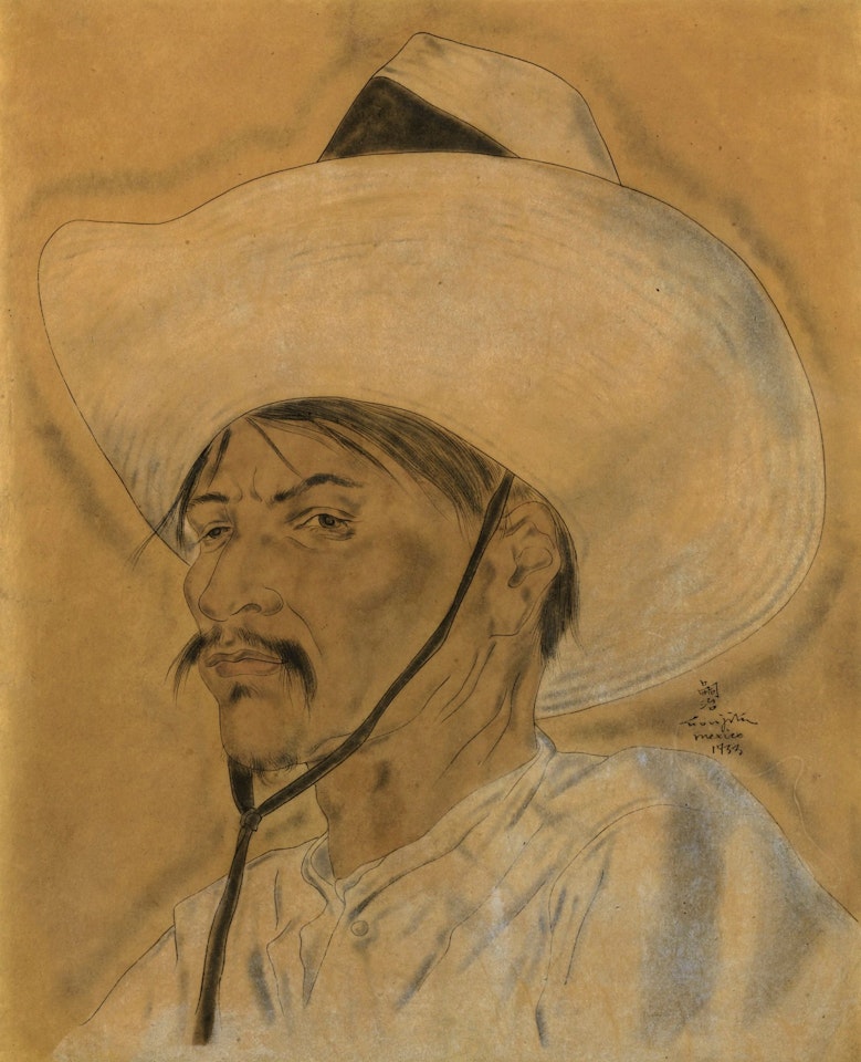 MEXICAIN ET UN CHAPEAU AU RUBAN NOIR by Leonard Tsuguharu Foujita