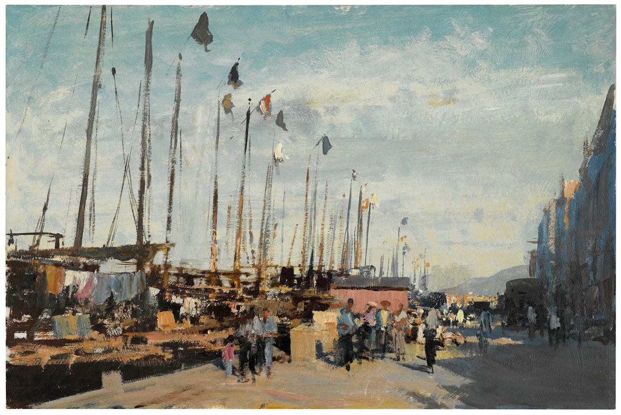 QUAYSIDE AT ABERDEEN, HONG KONG by Edward Seago