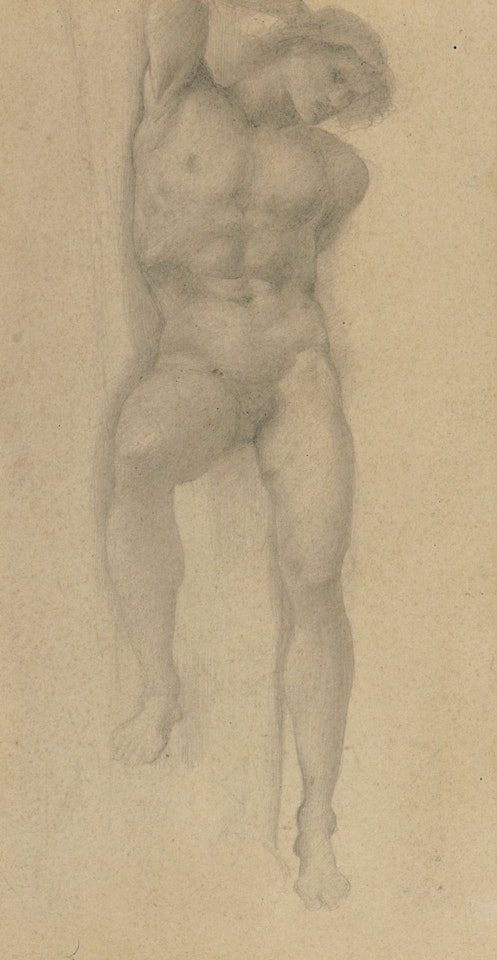 STUDY FOR THE SLAVE IN  THE WHEEL OF FORTUNE by Edward Coley Burne-Jones