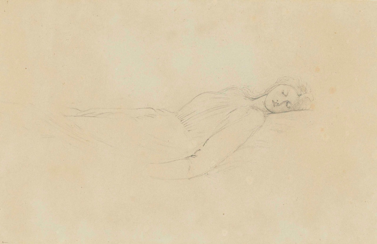 Study of Sleeping Beauty from 'The Legend of Briar Rose: The Rose Bower' by Edward Coley Burne-Jones