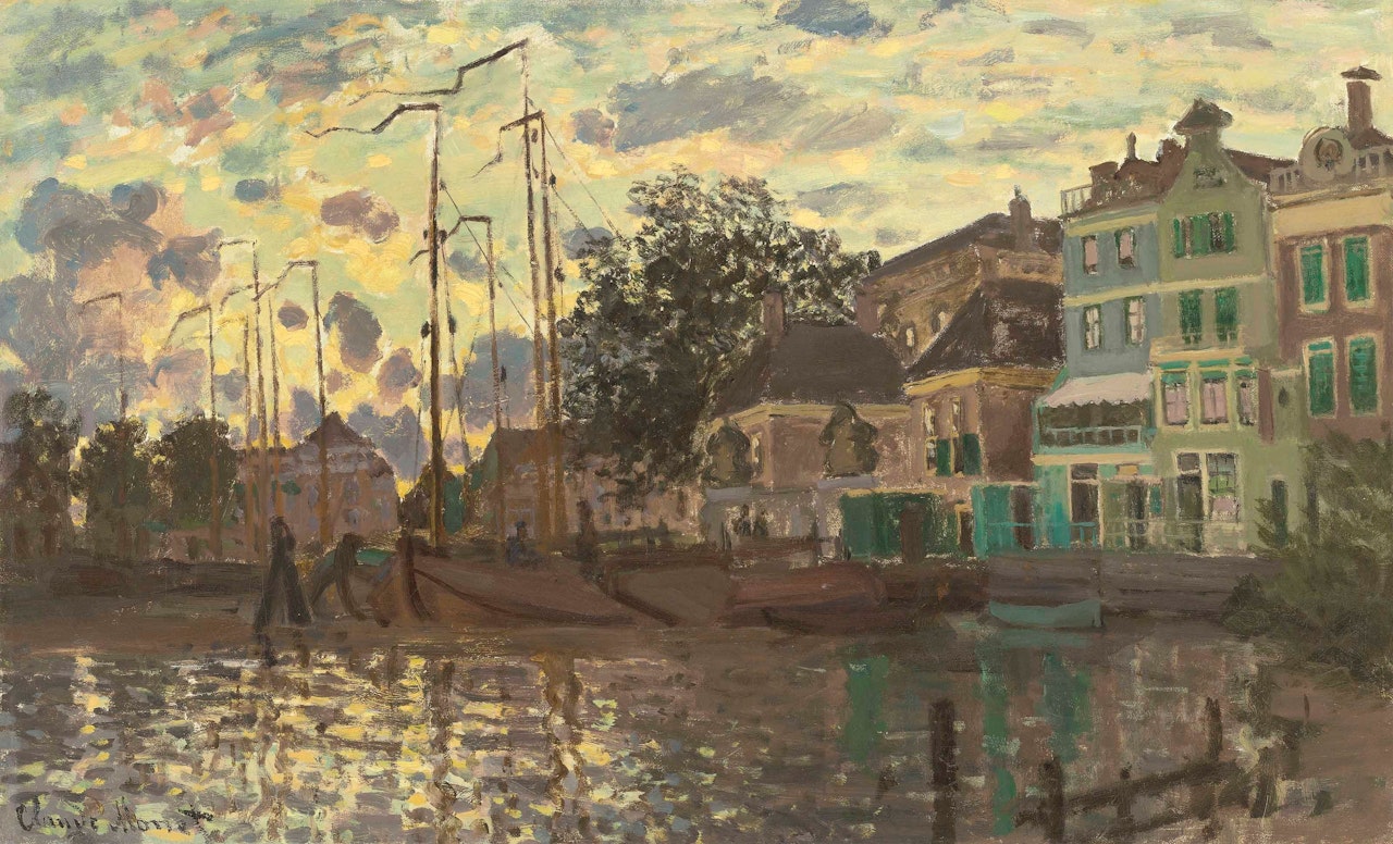 Le Dam à Zaandam, le soir by Claude Monet