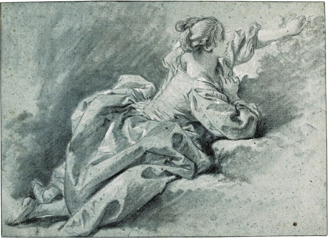 A YOUNG WOMAN LYING ON HER FRONT by Francois Boucher
