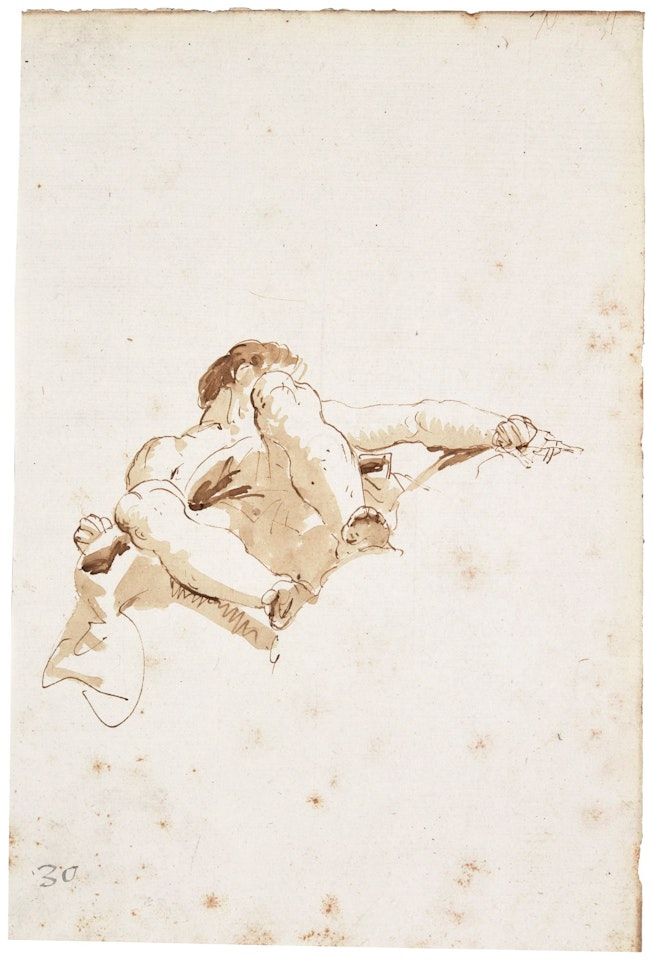 A RECLINING FIGURE, SEEN FROM BELOW  by Giovanni Battista Tiepolo
