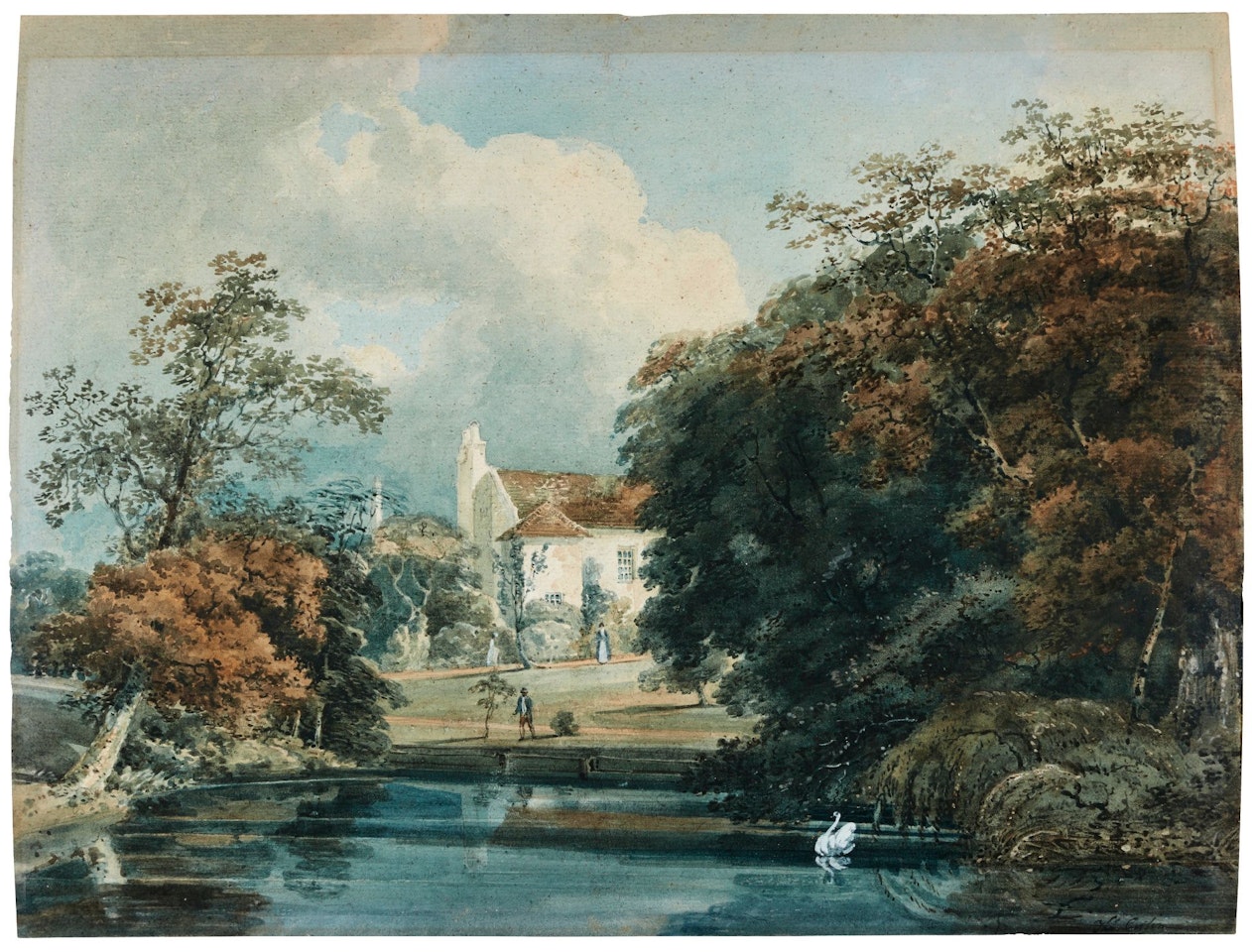 VIEW OF THE NORTH FRONT OF CHALFONT LODGE, BUCKINGHAMSHIRE by Thomas Girtin