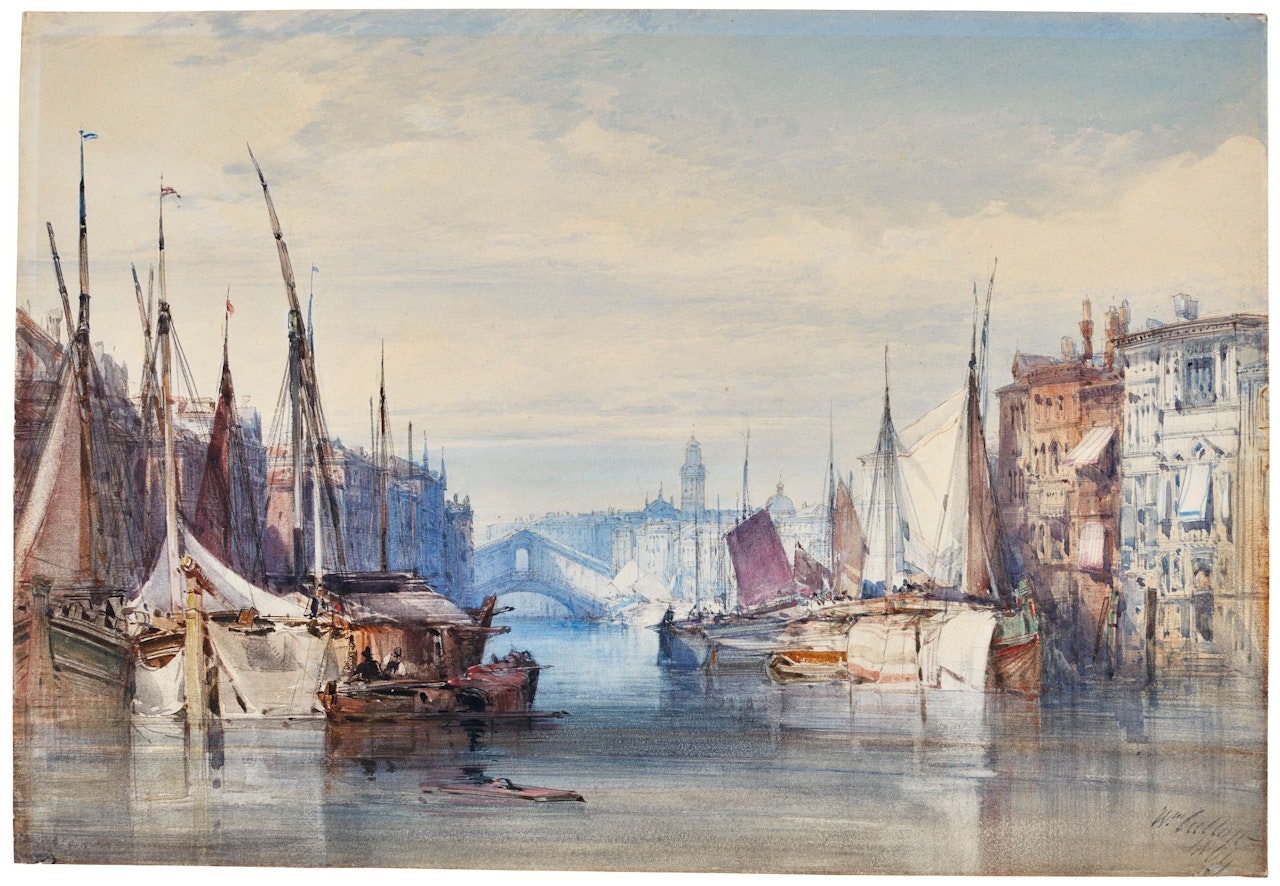 THE GRAND CANAL LOOKING TOWARDS THE RIALTO BRIDGE FROM THE SOUTH by William Callow