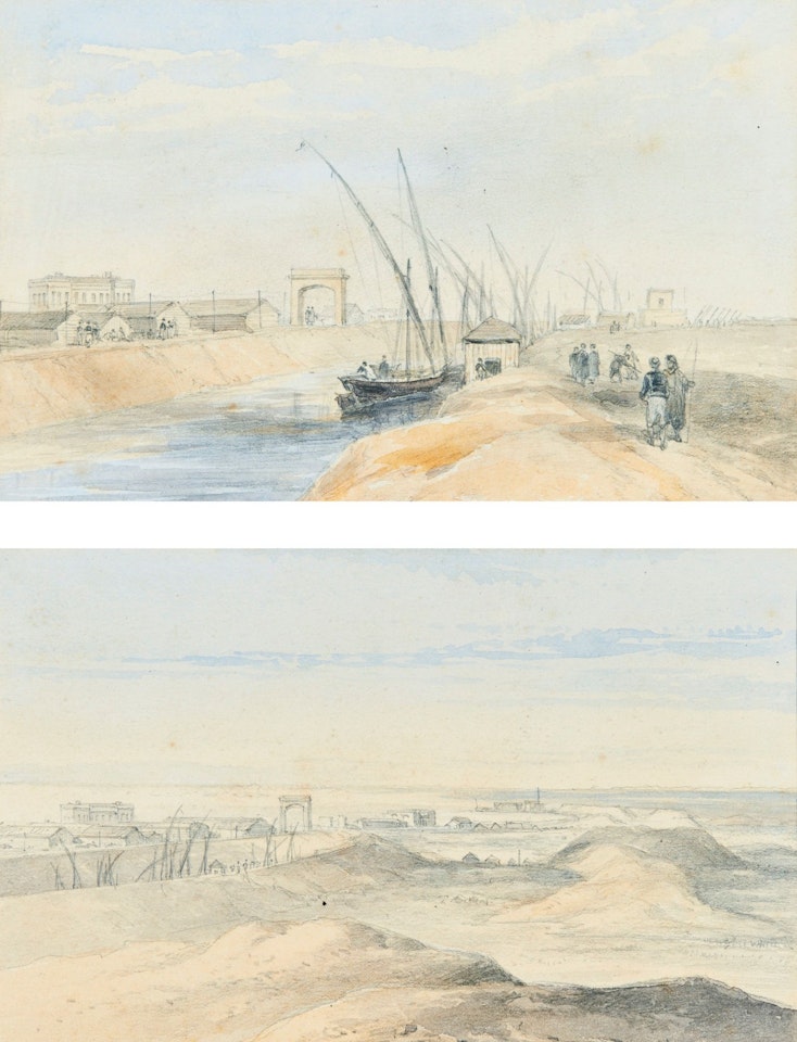 FIVE VIEWS OF THE SUEZ CANAL AND THE SURROUNDING LANDSCAPE, EGYPT by English School