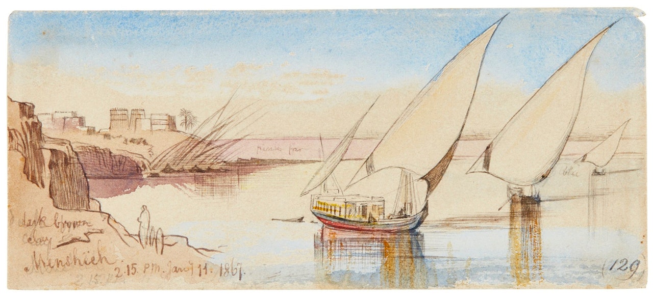 ON THE NILE AT MENSHEEH by Edward Lear