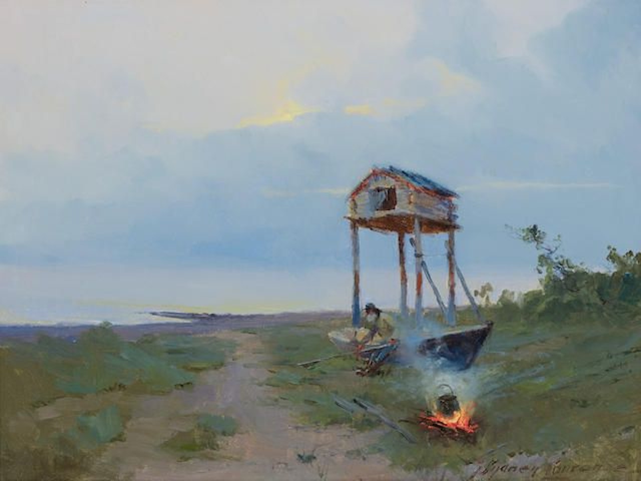 A view of an Old Fisherman and Cache by Sydney Mortimer Laurence