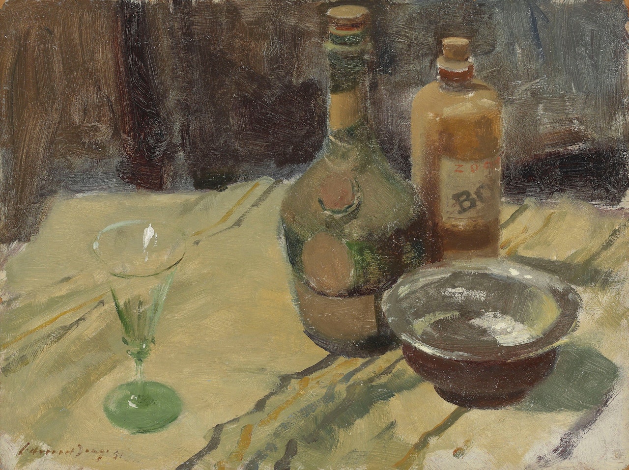 Dusty bottles by Edward Seago