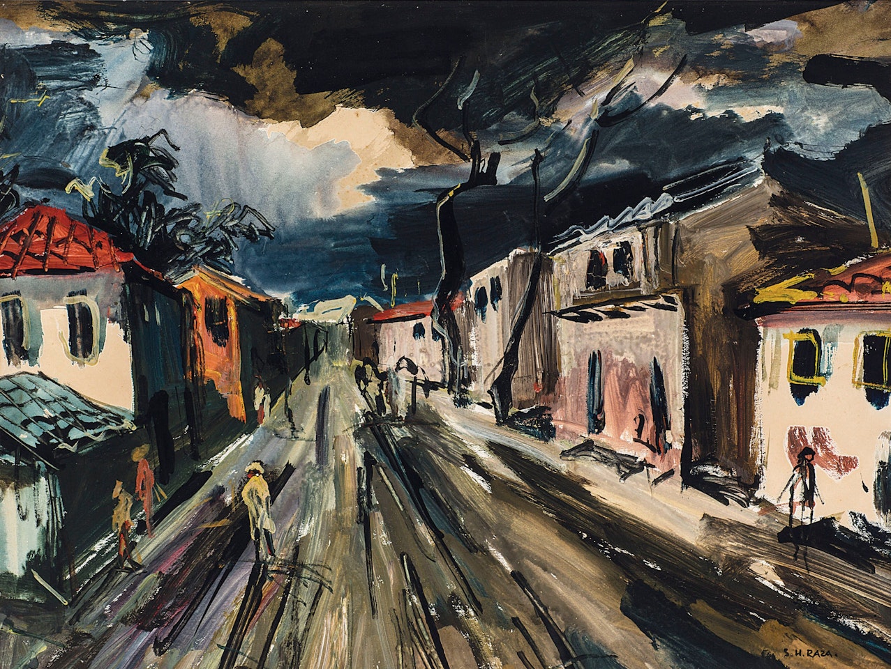Untitled (Street Scene) by Sayed Haider Raza