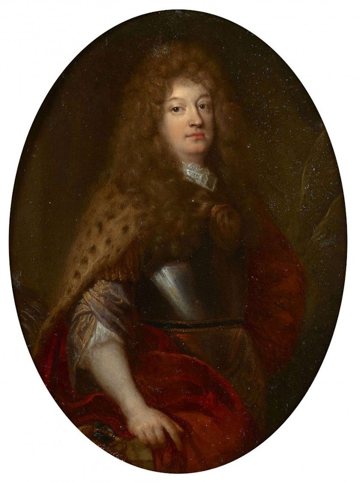 Portrait of man in cuirass surmounted by a leopard skin by Hyacinthe Rigaud
