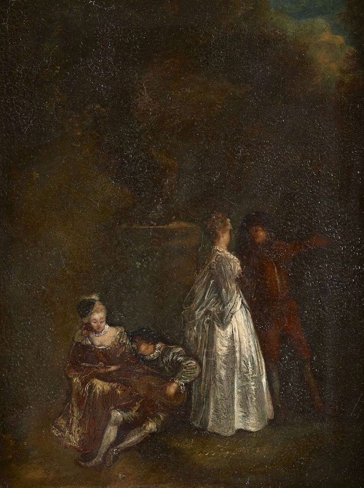 Elegant company in a park by Jean-Antoine Watteau