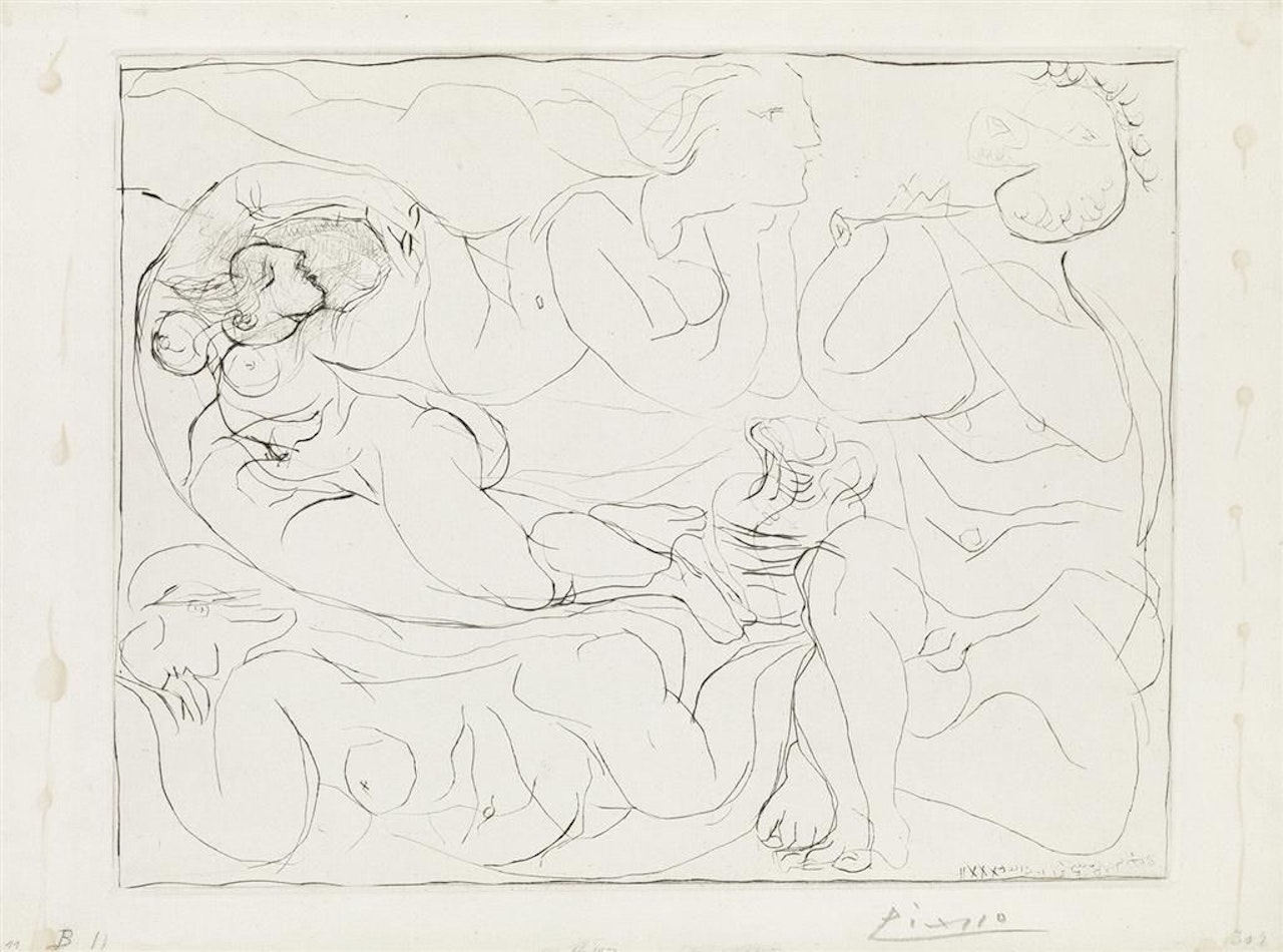 Flûtiste Et Trois Femmes Nues by Pablo Picasso