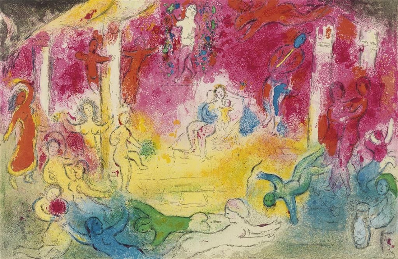 Temple Et Histoire De Bacchus. by Marc Chagall