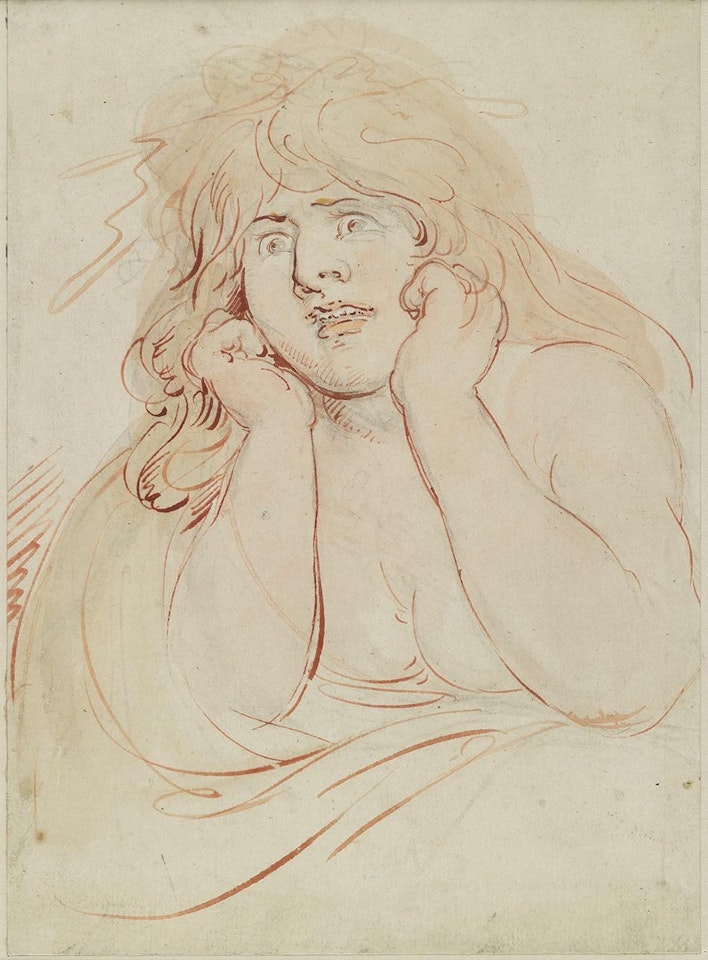 Study Of A Frightened Woman by Thomas Rowlandson