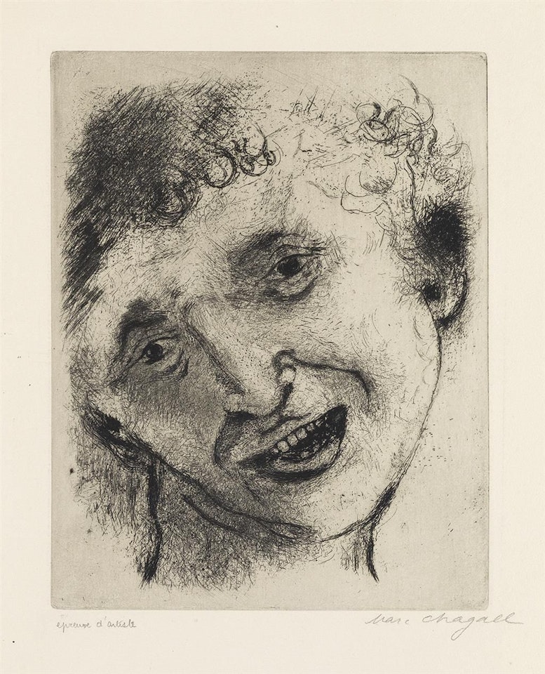 Selbstbildnis Mit Lachendem Gesicht by Marc Chagall