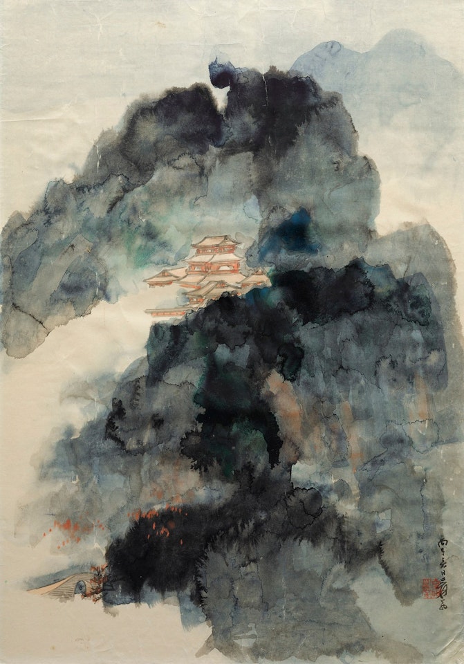 CLOUD WATCHING FROM ALPINE PAVILIONS by Zhang Daqian