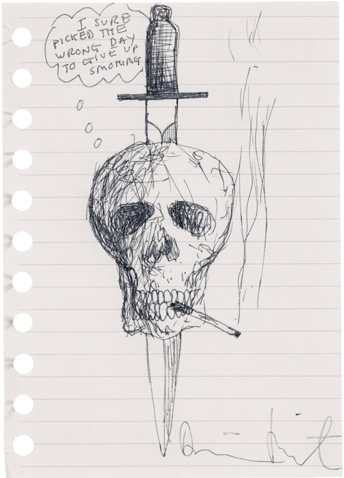 I SURE PICKED THE WRONG DAY TO GIVE UP SMOKING by Damien Hirst