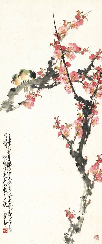 TWO BIRDS ON A PLUM BLOSSOM BRANCH by Zhao Shao'ang
