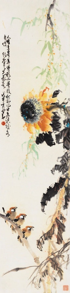 SPARROWS AND SUNFLOWER by Zhao Shao'ang