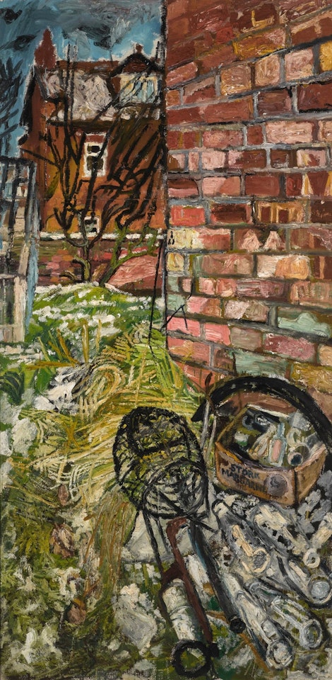 BACKYARD WITH HOUSE AND RUBBISH by John Bratby