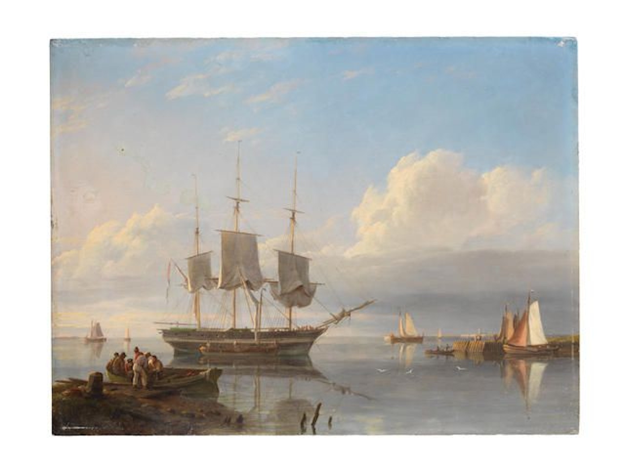 Shipping in the mouth of an estuary by Jan Hermanus Koekkoek