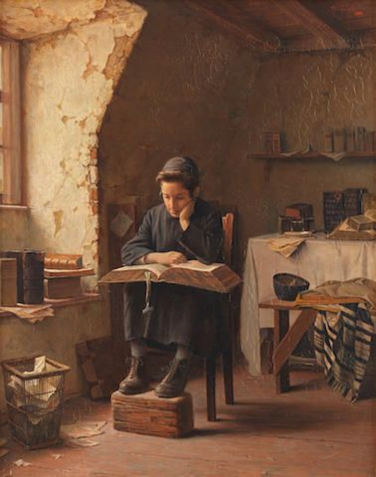 A Yeshiva boy reading by Alois Heinrich Priechenfried