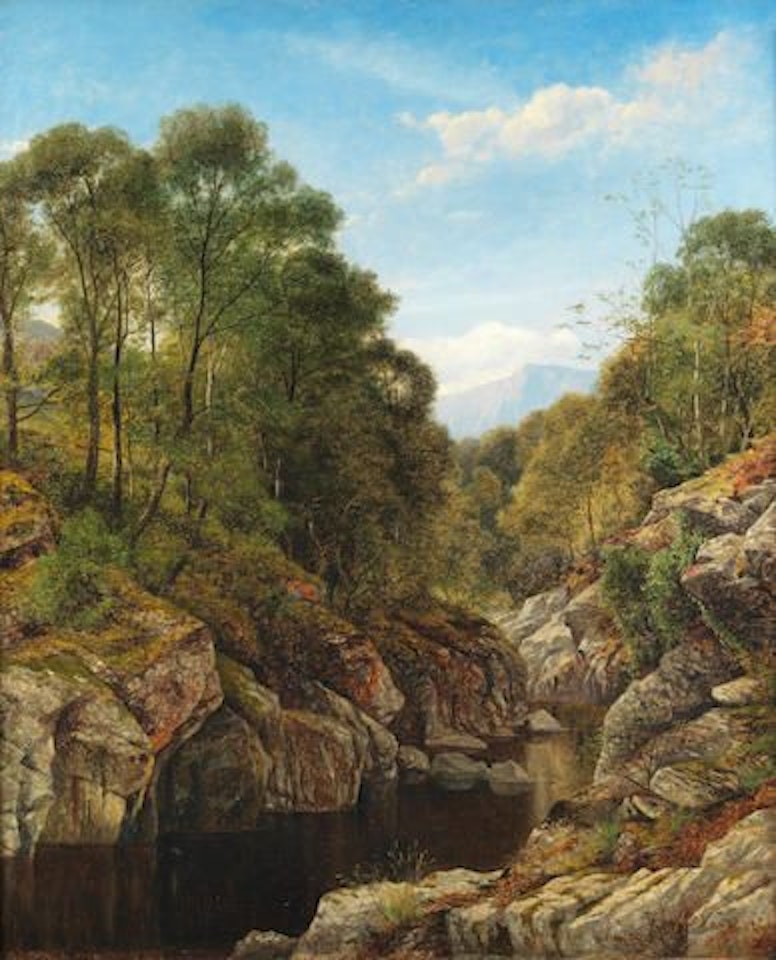 A woodland stream by Benjamin Williams Leader