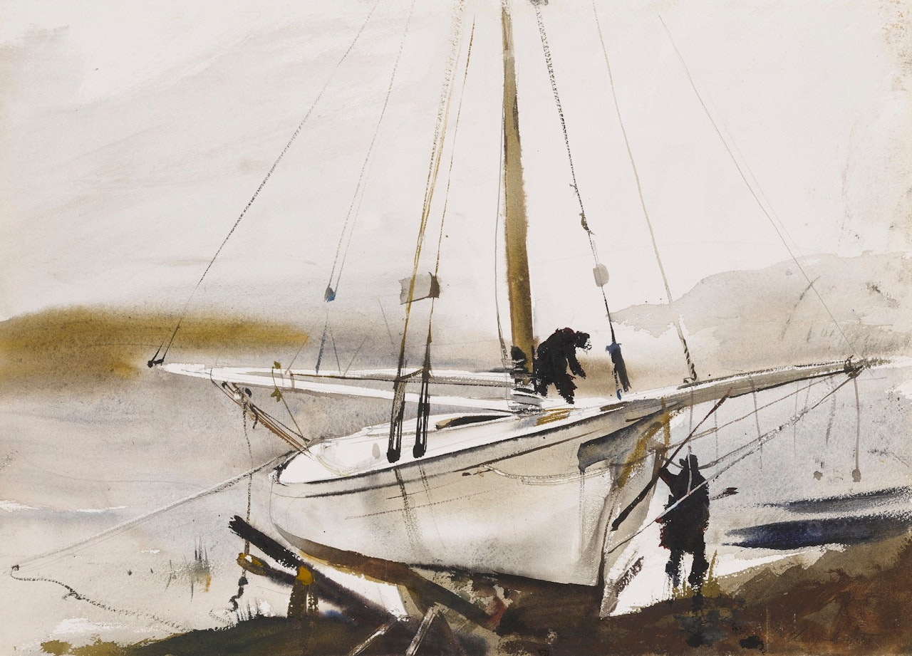 PAINTING THE SLOOP by Andrew Wyeth