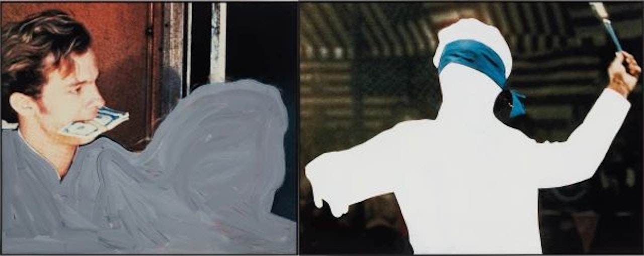 Figure (With Money) and Knife Thrower (With Blue Blindfold) by John Baldessari