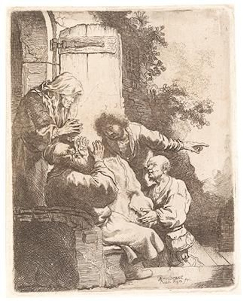 Joseph's coat is brought to Jacob by Attributed to Rembrandt Harmensz van Rijn
