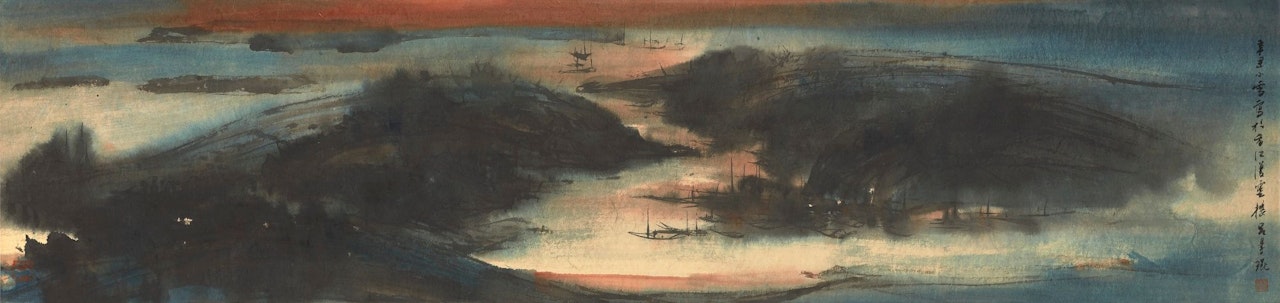 SUNSET IN ABERDEEN HARBOUR by Lu Shoukun (Lui Shou-Kwan)