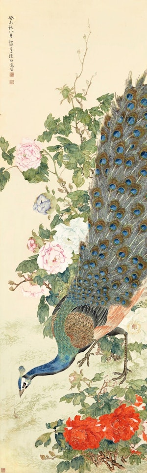PEACOCK AMID PEONY GROVE by Lu Yifei