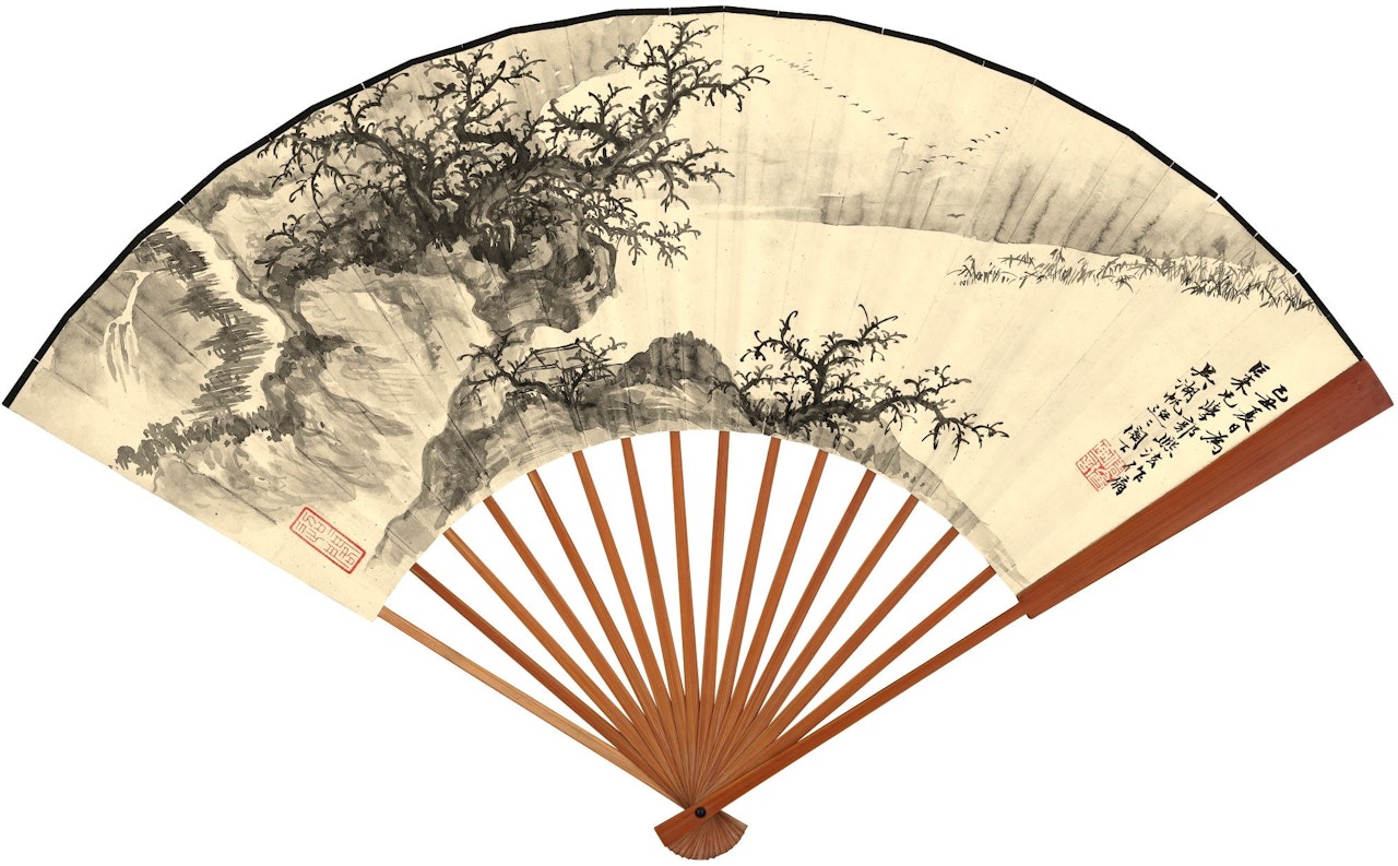 WINTER TREES BY THE STREAM; CALLIGRAPHY by Wu Hufan