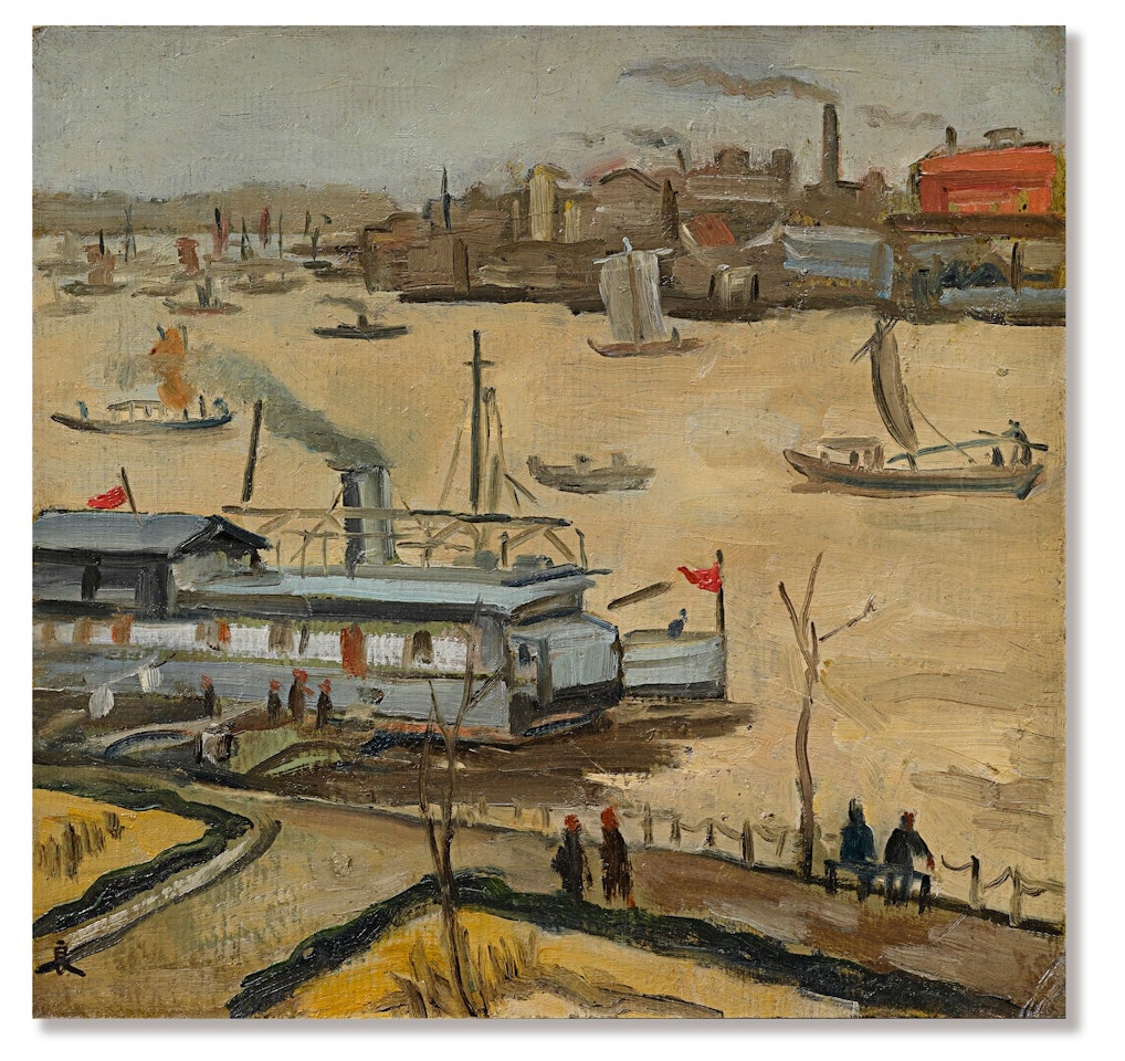 FERRY CROSSING THE HUANGPU RIVER by Guan Liang