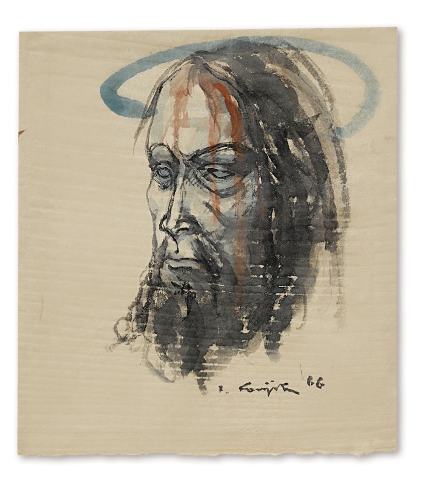 CHRIST AURÉOLÉ DE PROFIL by Leonard Tsuguharu Foujita